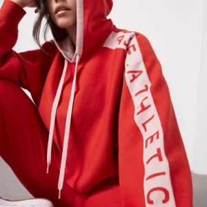 Cheap Aje ATHLETICA Cropped Logotape Long Sleeve Hoodie 409 Garnet Red/Rose Quartz