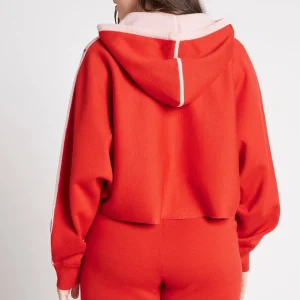 Cheap Aje ATHLETICA Cropped Logotape Long Sleeve Hoodie 409 Garnet Red/Rose Quartz