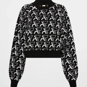 Clearance Aje ATHLETICA Cropped Monogram Sweater 408 Monogram Intarsia
