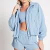 Cheap Aje ATHLETICA Cropped Signature Badge Logo Spray Jacket 708 Steel Blue