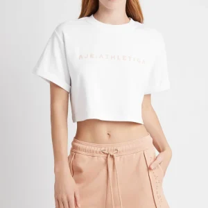 New Aje ATHLETICA Cropped Signature Logo T-Shirt 104 White/Sand