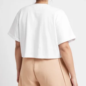 New Aje ATHLETICA Cropped Signature Logo T-Shirt 104 White/Sand