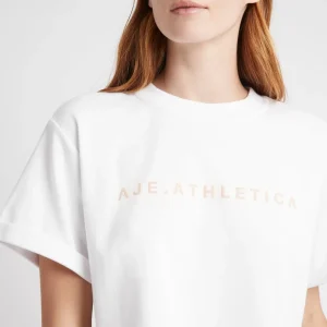 New Aje ATHLETICA Cropped Signature Logo T-Shirt 104 White/Sand