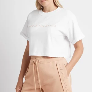 New Aje ATHLETICA Cropped Signature Logo T-Shirt 104 White/Sand