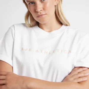 New Aje ATHLETICA Cropped Signature Logo T-Shirt 104 White/Sand