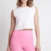 New Aje ATHLETICA Cropped Split Back Tank 112 White/Dahlia Pink