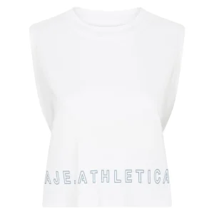 Cheap Aje ATHLETICA Cropped Split Back Tank 112 White/Storm Blue