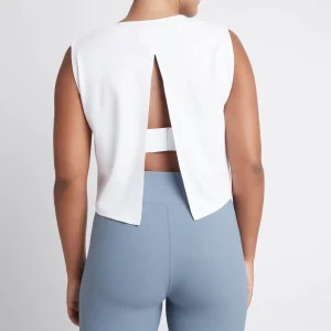 Cheap Aje ATHLETICA Cropped Split Back Tank 112 White/Storm Blue