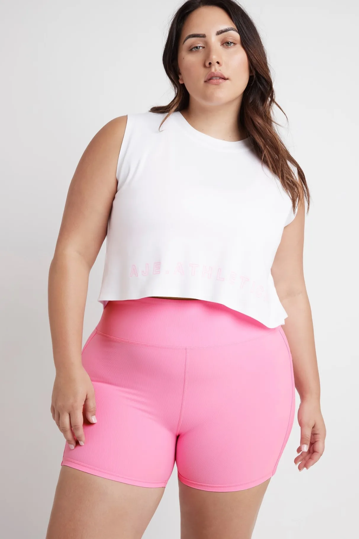 cropped_split_back_tank__11.webp New Aje ATHLETICA Cropped Split Back Tank 112 White/Dahlia Pink