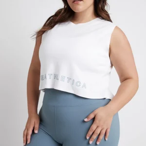 Cheap Aje ATHLETICA Cropped Split Back Tank 112 White/Storm Blue
