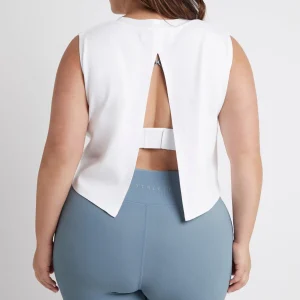 Cheap Aje ATHLETICA Cropped Split Back Tank 112 White/Storm Blue