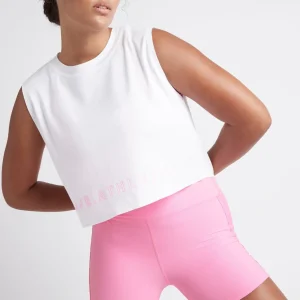 New Aje ATHLETICA Cropped Split Back Tank 112 White/Dahlia Pink