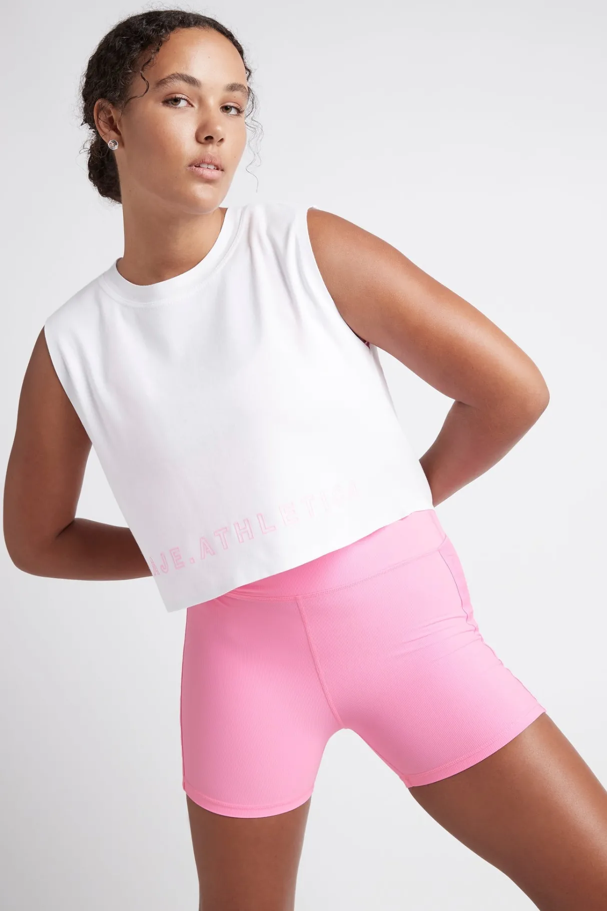 cropped_split_back_tank__6.webp New Aje ATHLETICA Cropped Split Back Tank 112 White/Dahlia Pink