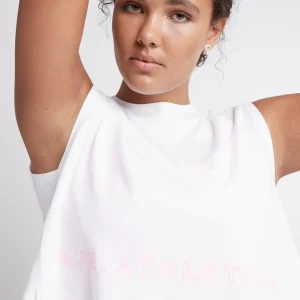 New Aje ATHLETICA Cropped Split Back Tank 112 White/Dahlia Pink