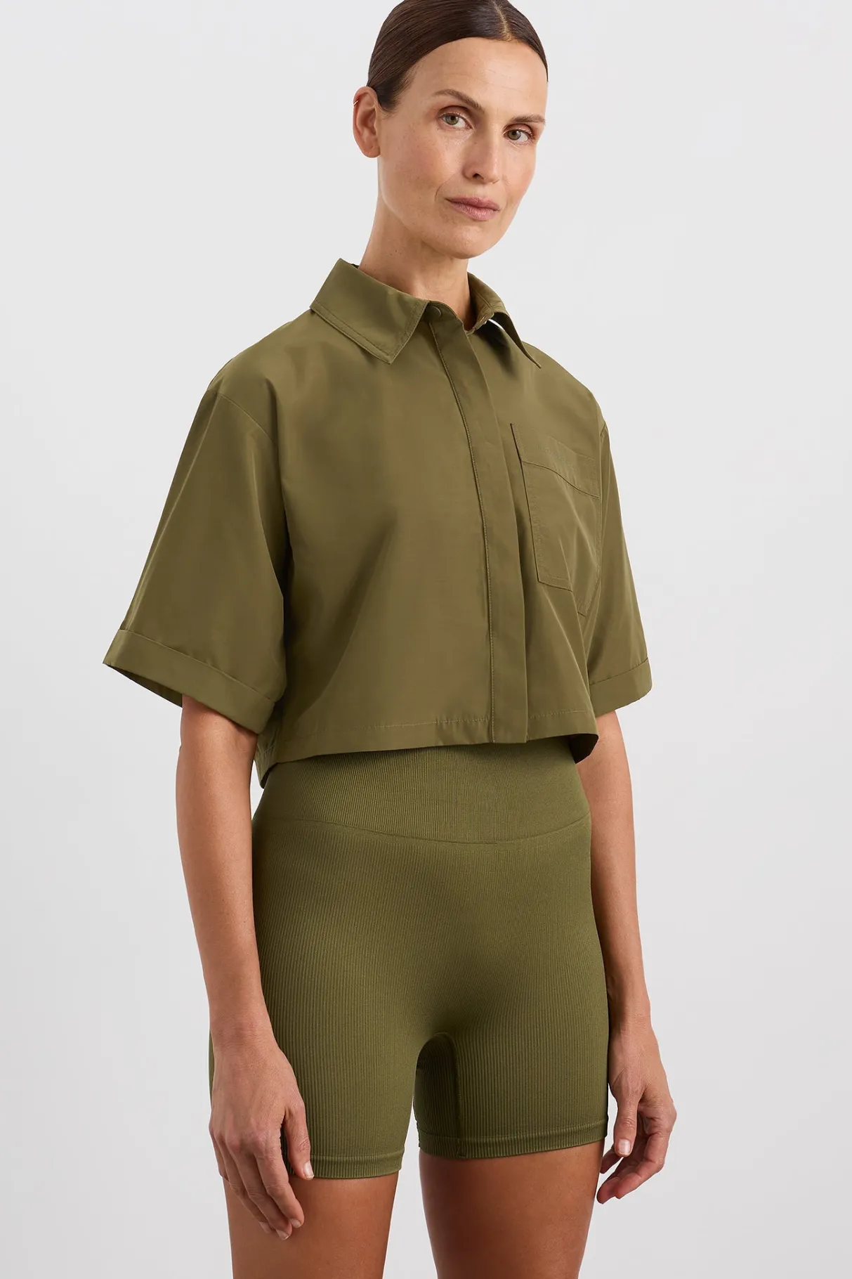 cropped_spray_shirt__2.webp Flash Sale Aje ATHLETICA Cropped Spray Shirt 441 Deep Khaki