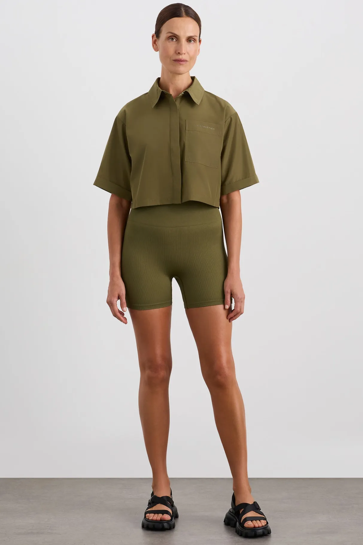 cropped_spray_shirt__3.webp Flash Sale Aje ATHLETICA Cropped Spray Shirt 441 Deep Khaki