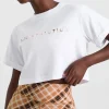 Best Sale Aje ATHLETICA Cropped Tee 105 White Blurred Tan Check