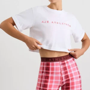 Flash Sale Aje ATHLETICA Cropped Tee 105 White Blurred Pink Check
