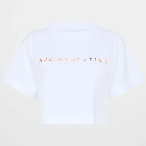 Best Sale Aje ATHLETICA Cropped Tee 105 White Blurred Tan Check