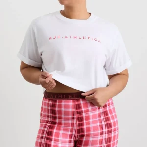 Flash Sale Aje ATHLETICA Cropped Tee 105 White Blurred Pink Check