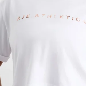 Best Sale Aje ATHLETICA Cropped Tee 105 White Blurred Tan Check
