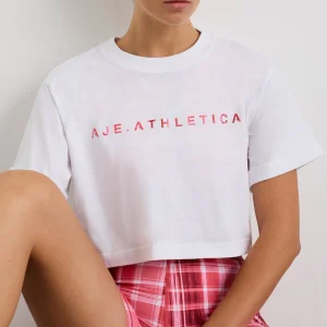 Flash Sale Aje ATHLETICA Cropped Tee 105 White Blurred Pink Check