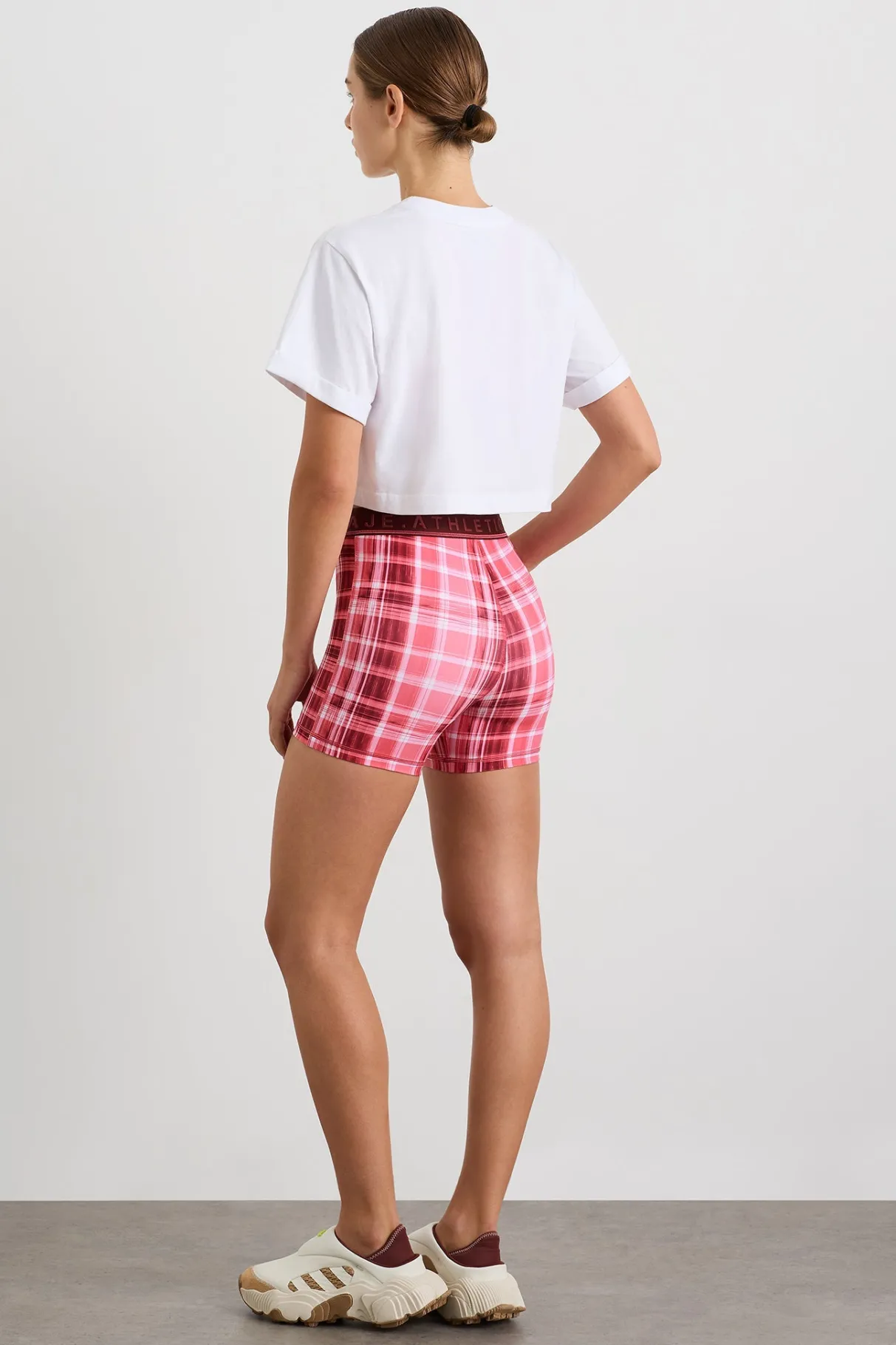 cropped_tee__5.webp Flash Sale Aje ATHLETICA Cropped Tee 105 White Blurred Pink Check