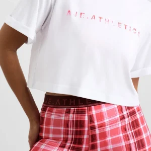 Flash Sale Aje ATHLETICA Cropped Tee 105 White Blurred Pink Check
