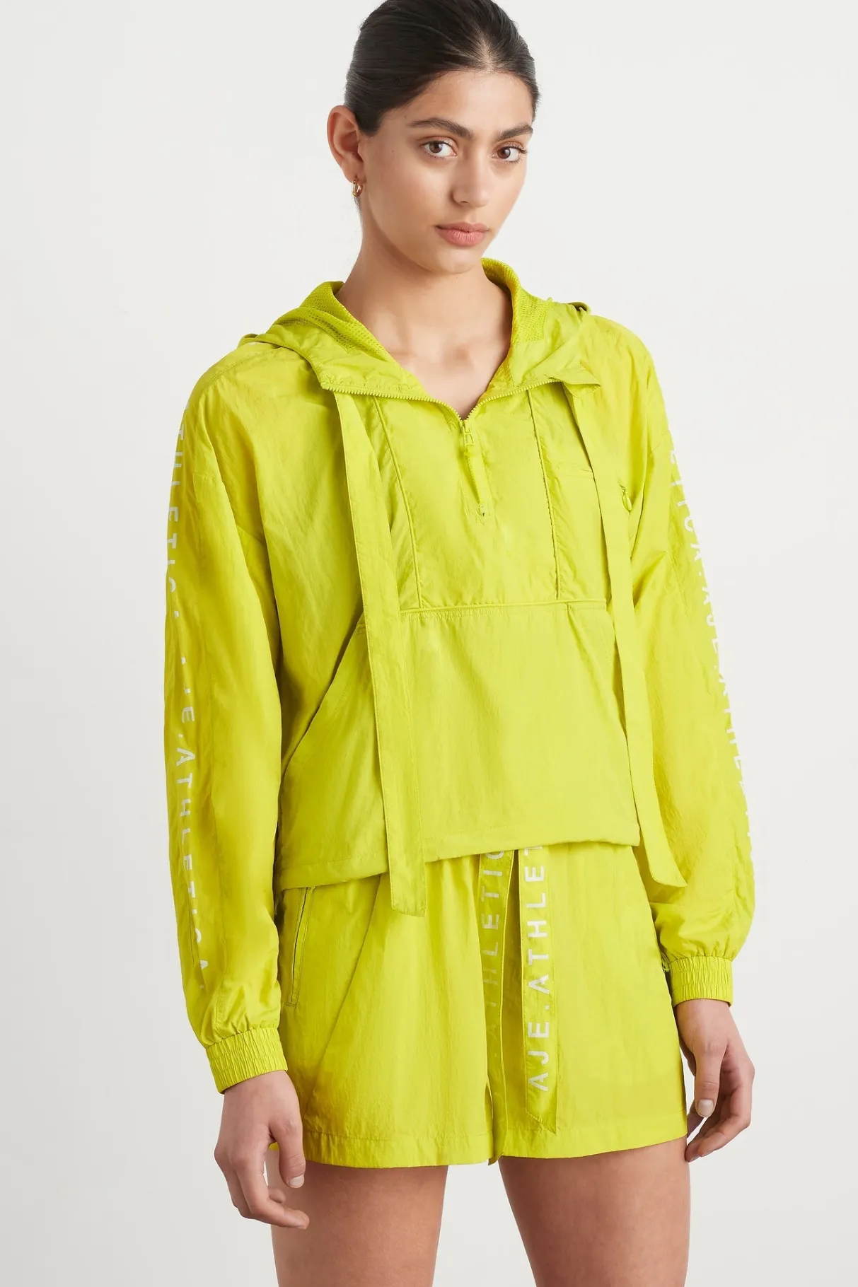 cropped_windbreaker_jacket__0.webp Sale Aje ATHLETICA Cropped Windbreaker Jacket 702 Citrus Yellow/Wht