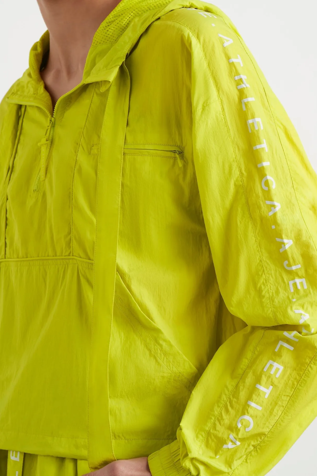 cropped_windbreaker_jacket__3.webp Sale Aje ATHLETICA Cropped Windbreaker Jacket 702 Citrus Yellow/Wht