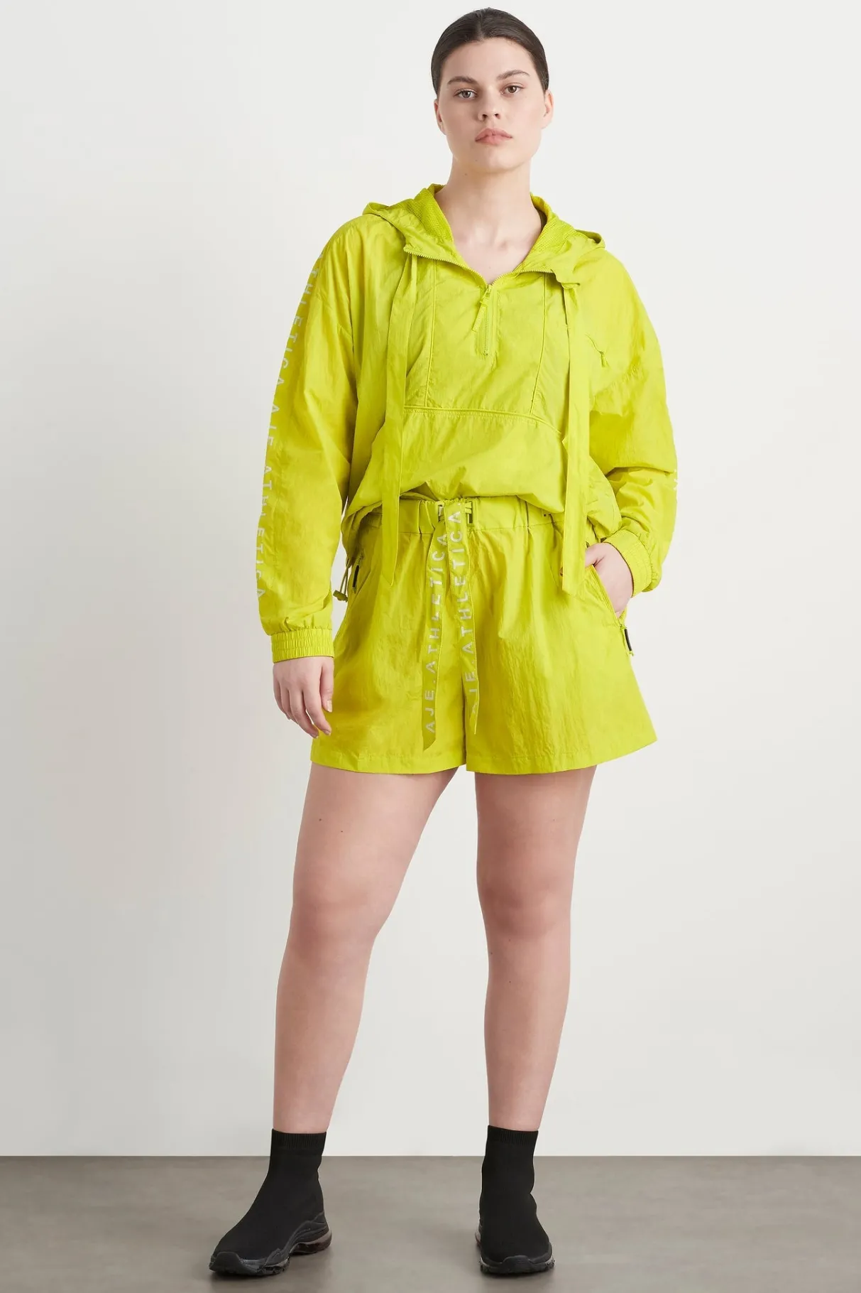 cropped_windbreaker_jacket__6.webp Sale Aje ATHLETICA Cropped Windbreaker Jacket 702 Citrus Yellow/Wht