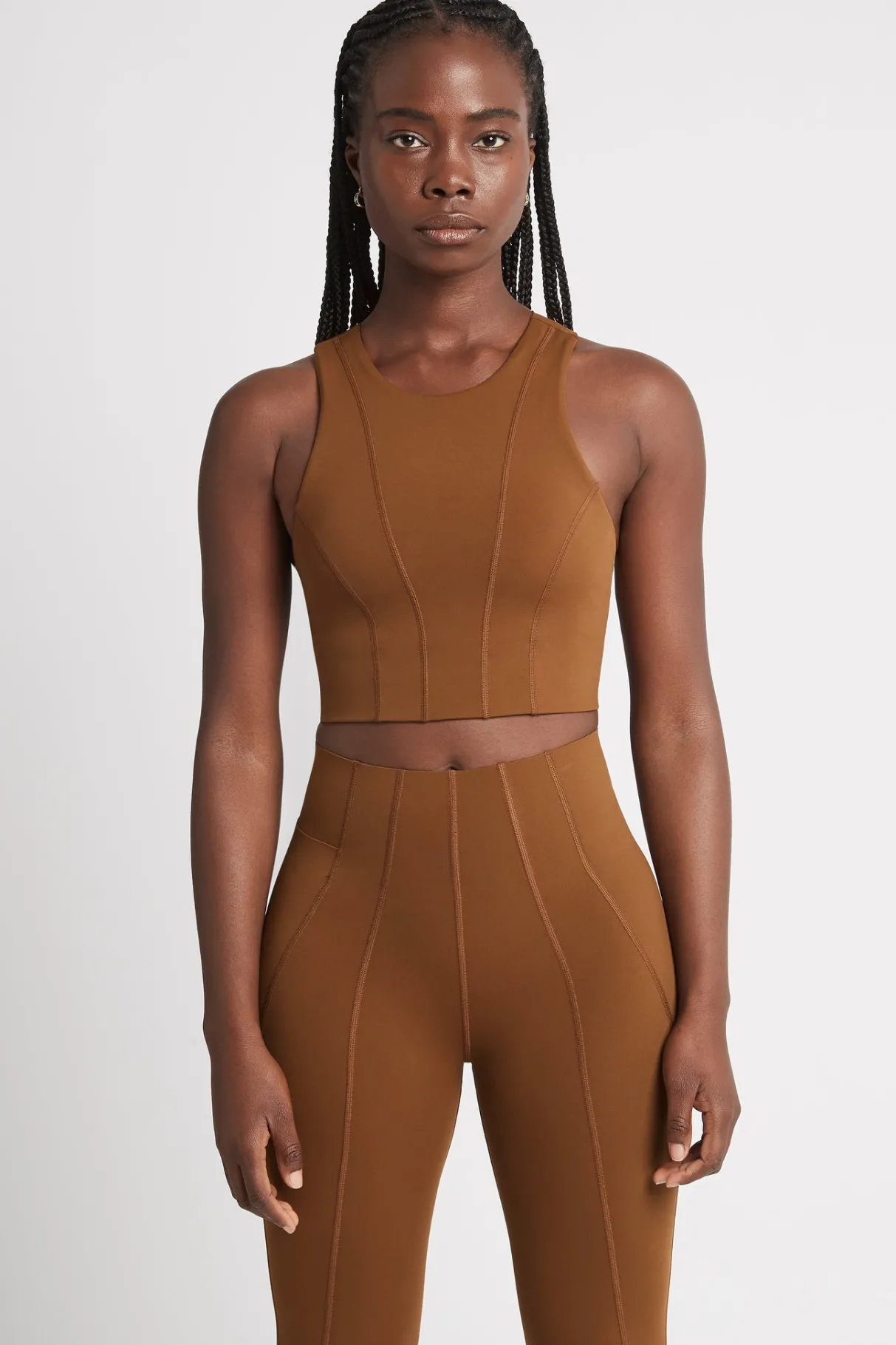 cross_back_crop_top__0-8.webp Shop Aje ATHLETICA Cross Back Crop Top 316 Coffee/Gold