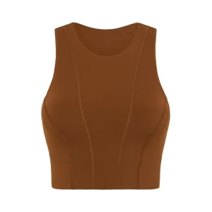 Shop Aje ATHLETICA Cross Back Crop Top 316 Coffee/Gold