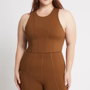 Shop Aje ATHLETICA Cross Back Crop Top 316 Coffee/Gold