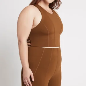 Shop Aje ATHLETICA Cross Back Crop Top 316 Coffee/Gold