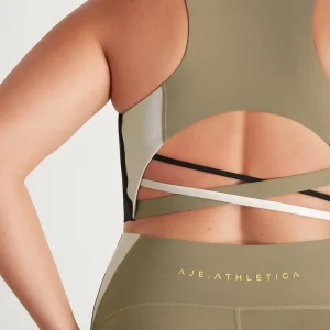 Online Aje ATHLETICA Cross Back Crop Top 316 Soft Khaki Multi