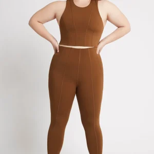 Shop Aje ATHLETICA Cross Back Crop Top 316 Coffee/Gold