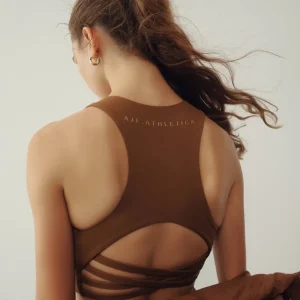 Shop Aje ATHLETICA Cross Back Crop Top 316 Coffee/Gold