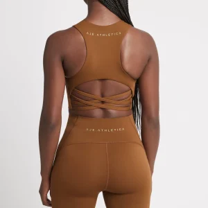 Shop Aje ATHLETICA Cross Back Crop Top 316 Coffee/Gold