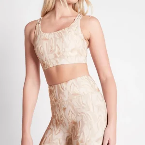 Clearance Aje ATHLETICA Cross Back Sports Bra 323 Light Ivory Marble