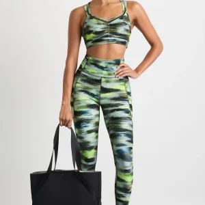 Best Aje ATHLETICA Double Layer Crossback Bra 350 Khaki Brushstroke