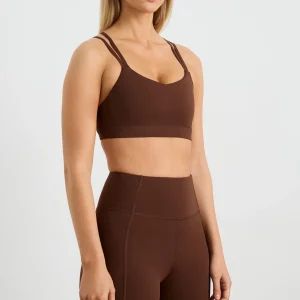 Cheap Aje ATHLETICA Double Strap Sports Bra 323 Dark Chocolate Brown