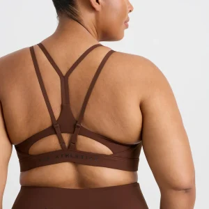 Cheap Aje ATHLETICA Double Strap Sports Bra 323 Dark Chocolate Brown