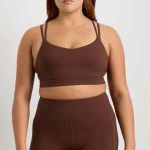 Cheap Aje ATHLETICA Double Strap Sports Bra 323 Dark Chocolate Brown