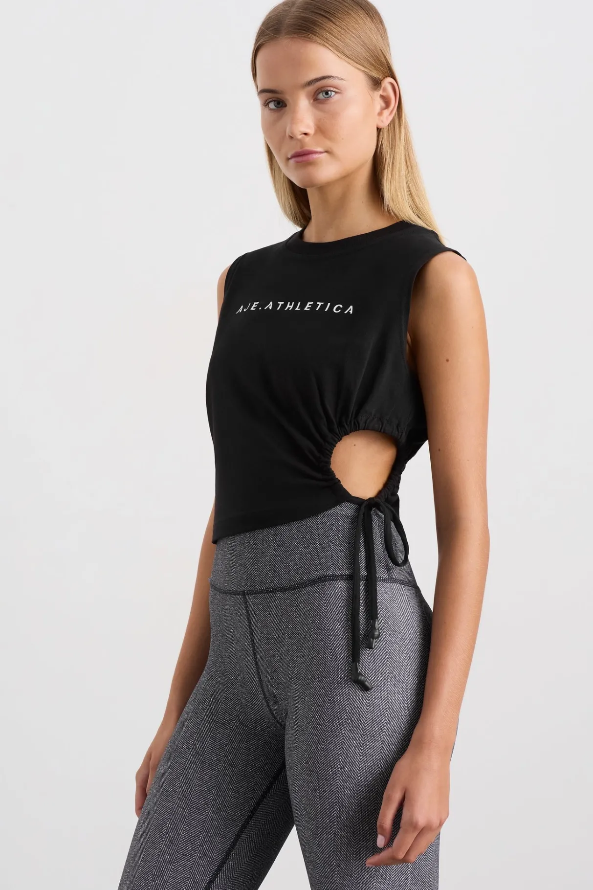drawcord_cut_out_tank__0.webp Shop Aje ATHLETICA Drawcord Cut Out Tank 158 Black
