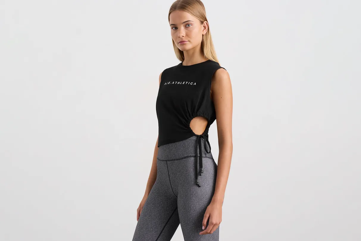 drawcord_cut_out_tank__13.webp Shop Aje ATHLETICA Drawcord Cut Out Tank 158 Black