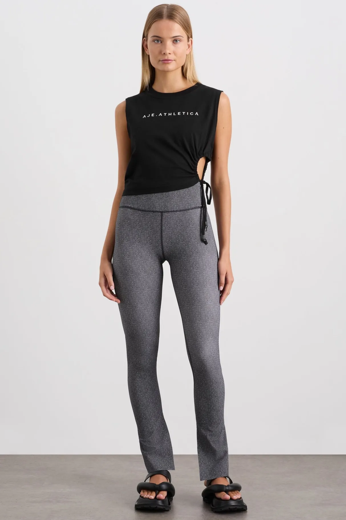 drawcord_cut_out_tank__2.webp Shop Aje ATHLETICA Drawcord Cut Out Tank 158 Black