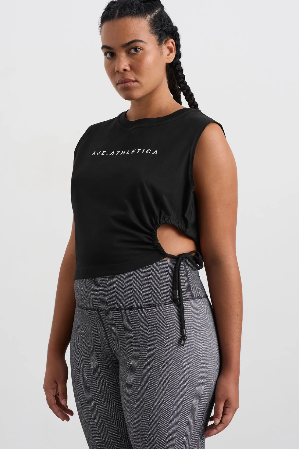drawcord_cut_out_tank__5.webp Shop Aje ATHLETICA Drawcord Cut Out Tank 158 Black