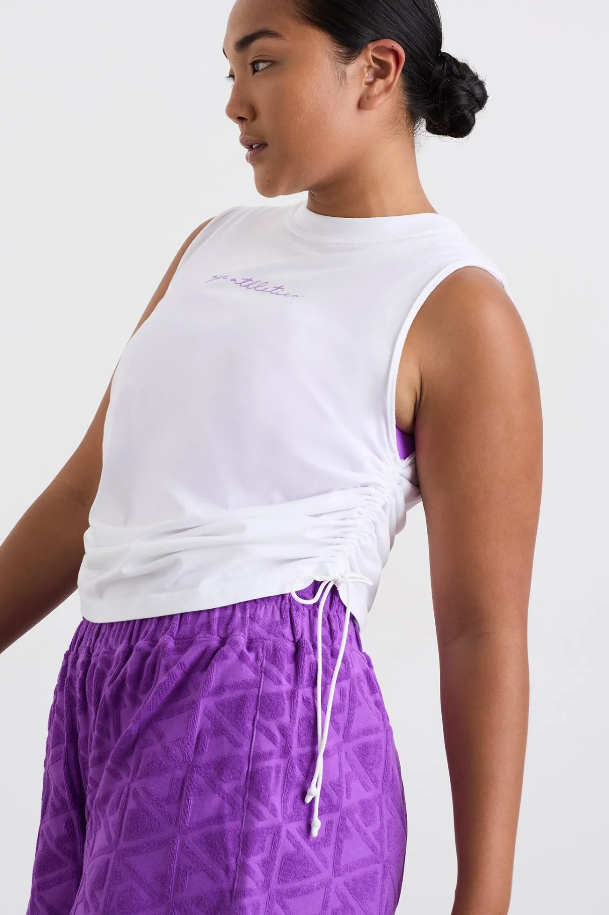 drawcord_tank__6-1.webp Discount Aje ATHLETICA Drawcord Tank 131 White Ultra Violet