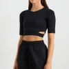 Cheap Aje ATHLETICA Elasticated Cut Out Tee 195 Black